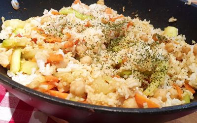 GARBANZOS CON ARROZ Y VERDURAS