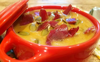 CREMA DE CALABAZA Y MANZANA CON CHAMPIÑONES