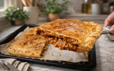 EMPANADA DE HOJALDRE DE CARNE Y CHAMPIÑONES FÁCIL