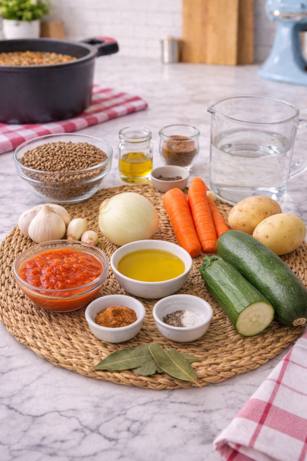 ingredientes lentejas con verduras