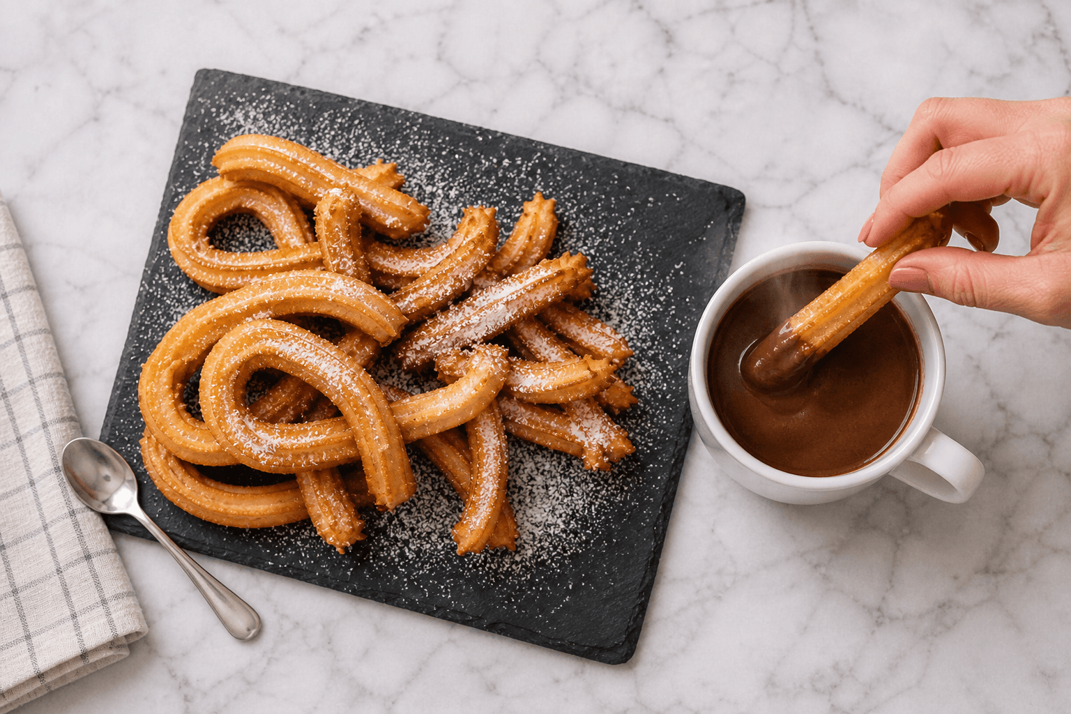 churros caseros con chocolate