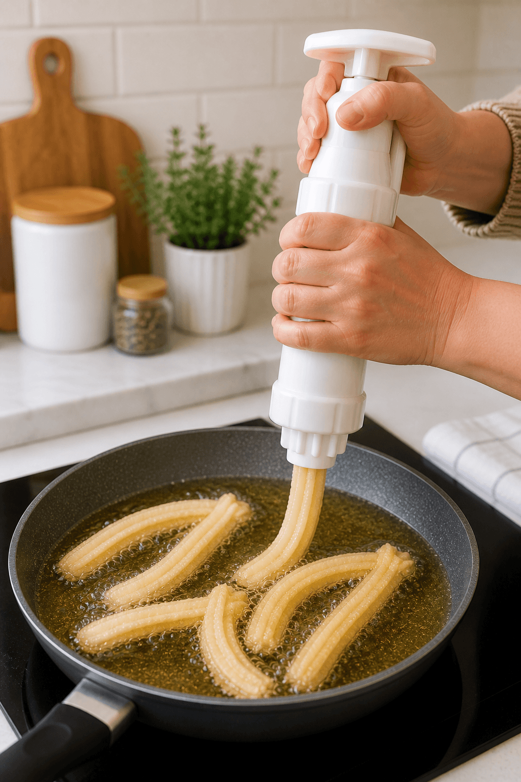 churros caseros friendo